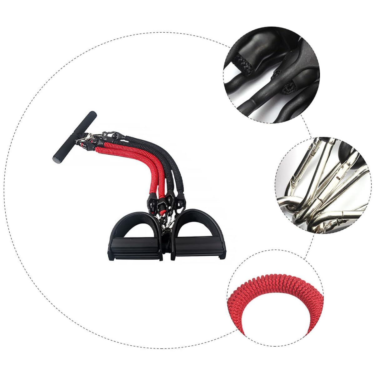 Healvian Set Corda di Trazione a 4 Tubi in Lattice per Fitness e Yoga, Corda da Tiro Sportiva Pedale, Elastico Resistente Portatile per Allenamento Corpo e Stretching a Casa e All’aperto