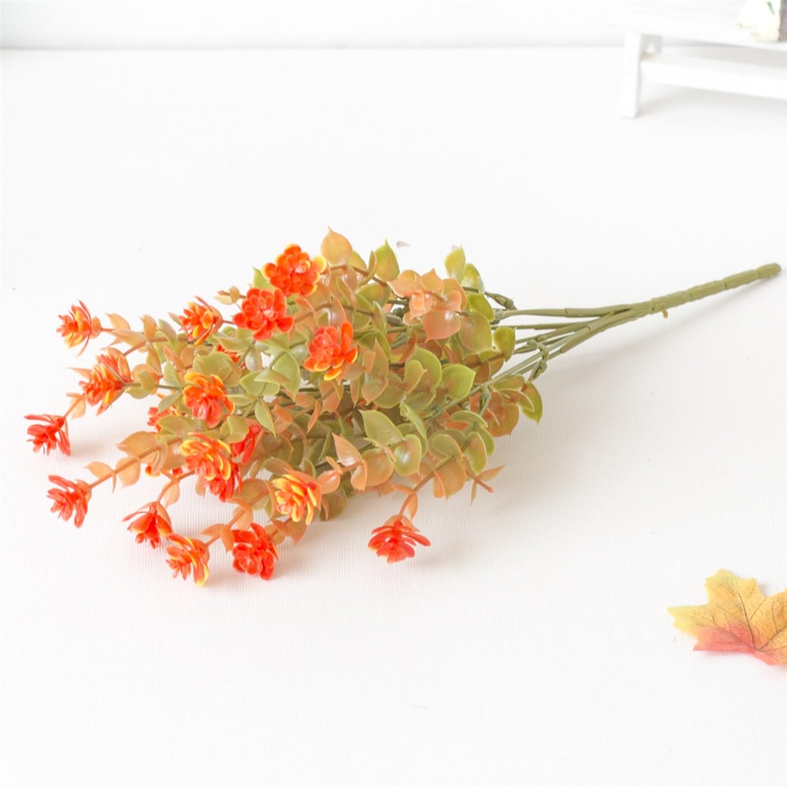 WBCDXCBB Simulated Plastic Like Plant, Orange Eucalyptus Flowers 1Pcs(Orangeeucalyptus)
