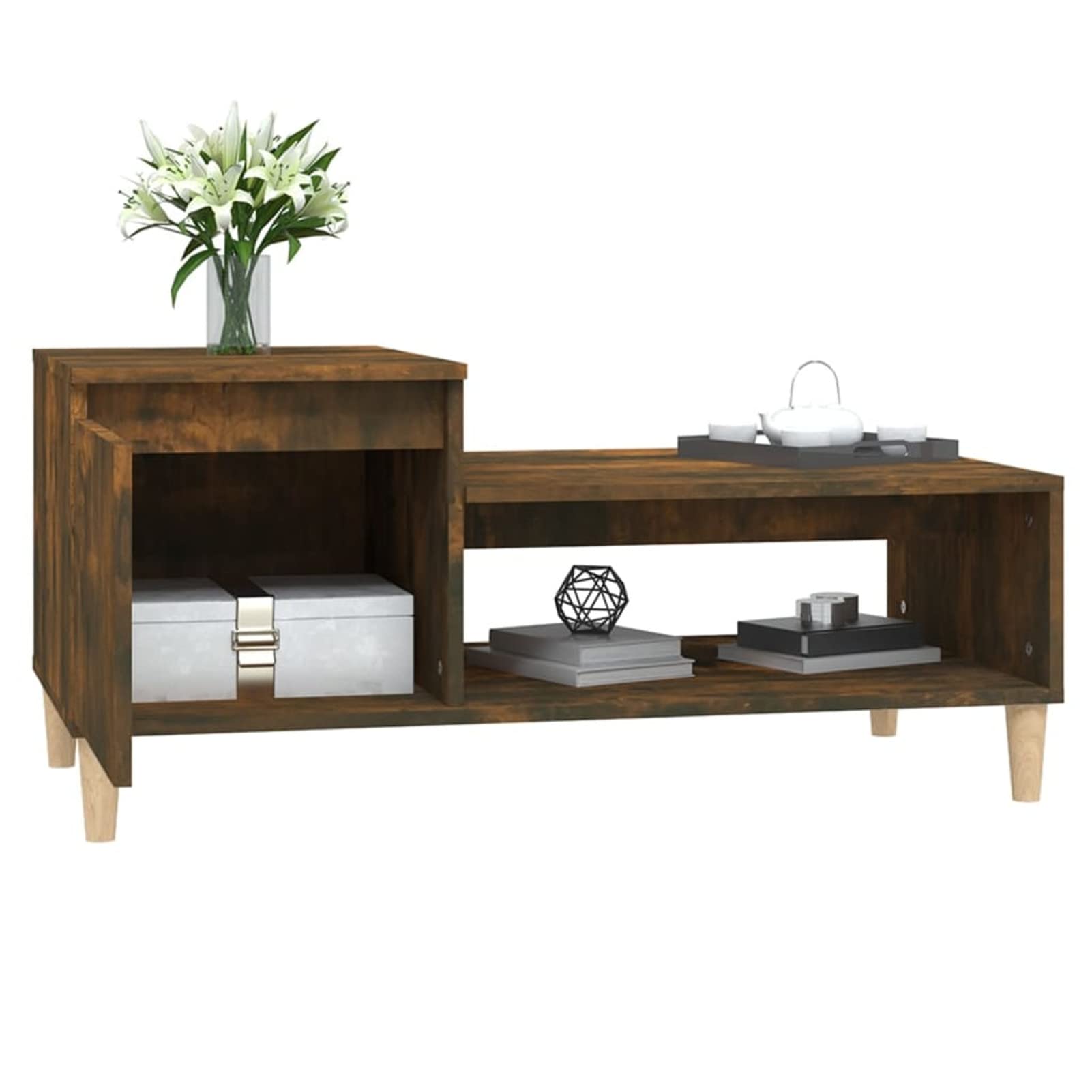 vidaXL Salontafel Bruineiken - 50 x 50 x 40 cm - Industriële houten