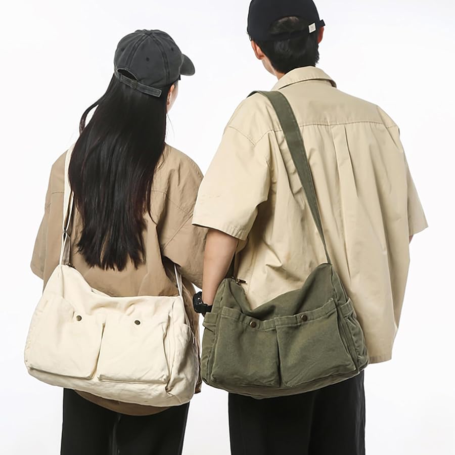 ★TOUT Y EST★ Canvas Basic Messenger Eco Bag AGT202520 5004 ECOBAGS® Canvas Reusable Tote bag - Azure Standard