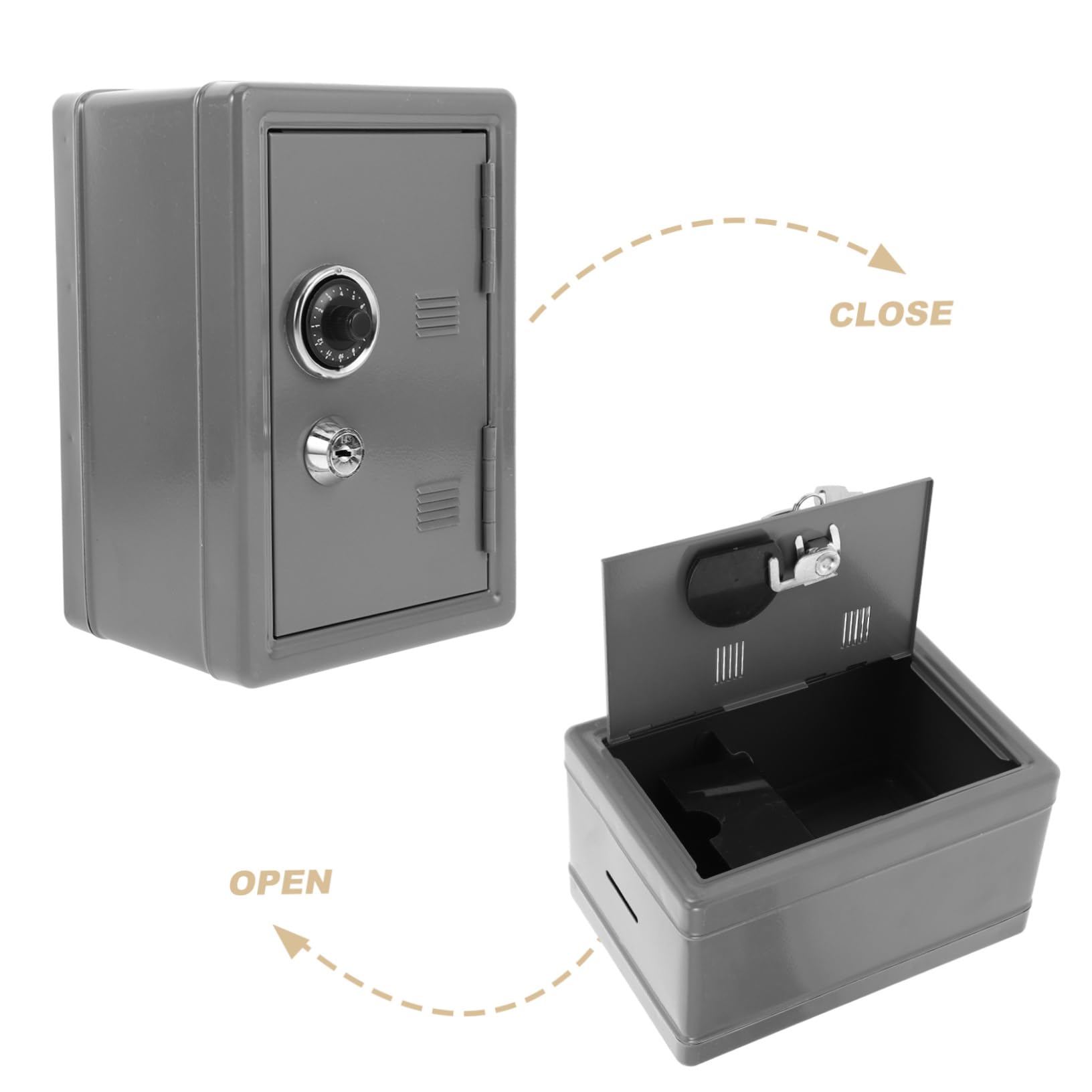 HOMSFOU Cassaforte Doppio Meccanismo di Chiusura e Sicurezza Avanzata in Ferro Argento Mini Cassaforte Portatile per Casa e Viaggio