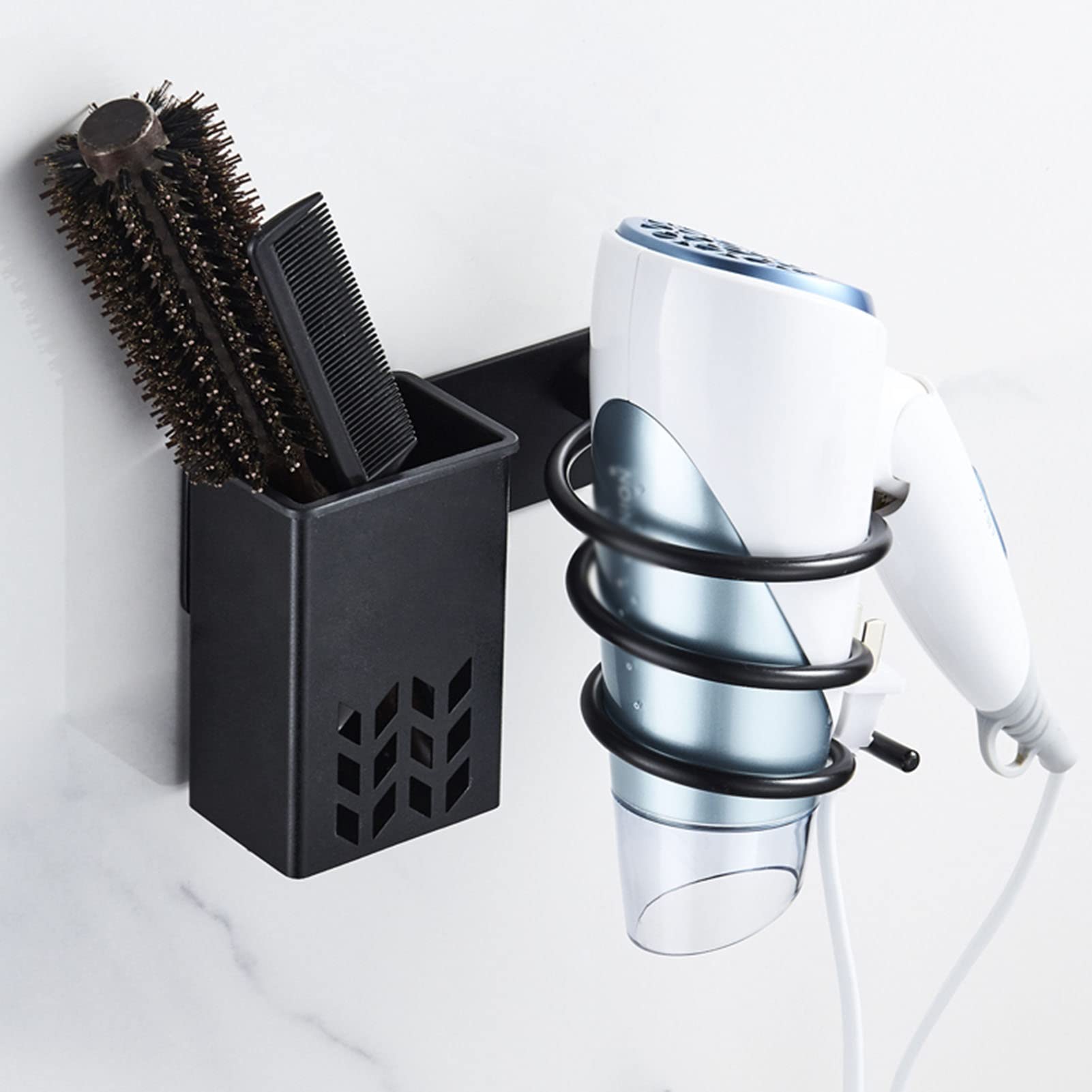 Organizer per Attrezzi per Capelli fissato al Muro, portaoggetti per asciugacapelli, Supporto per asciugacapelli in Alluminio Spaziale, Adatto per Bagno, Parrucchiere