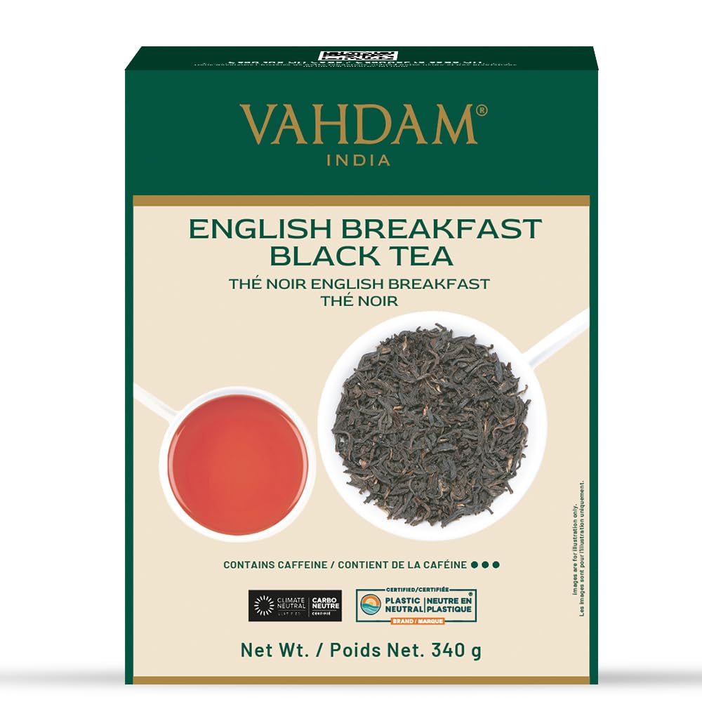 VAHDAM, Original English Breakfast Black Tea Leaves +170 Cups (340g/12oz) Strong, Rich & Aromatic Loose Leaf Tea, Worlds Finest Black Tea - Brew Hot, Iced Tea, Kombucha Tea | FTGFOP1 Long Leaf Grade