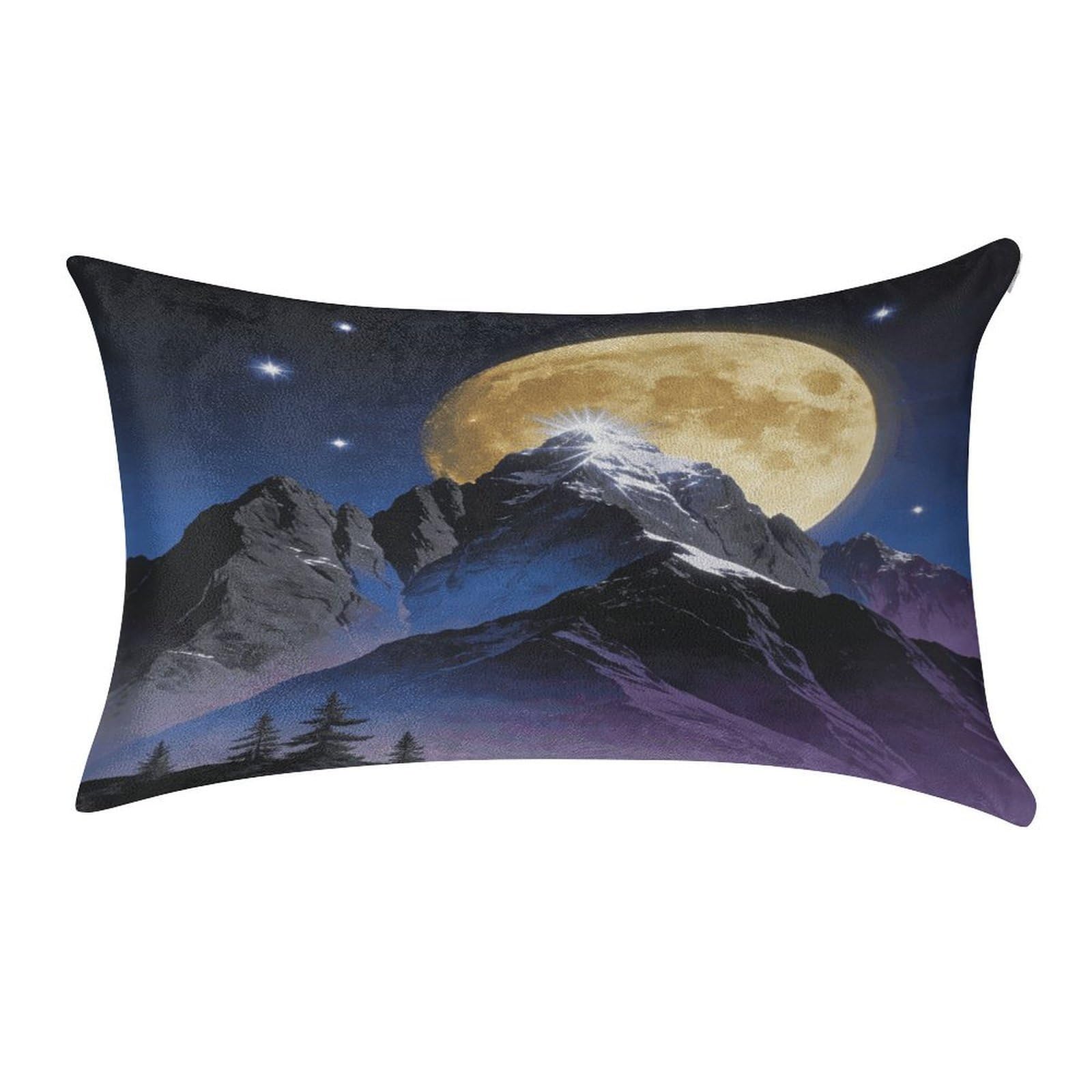 Fodpand Style Mountains, And Moon Pillowcase,Elegant Designed Home Decor,Velvet Pillowcase,Soft And Cozy,Pillow Case Cover With Hidden Zipper For Bedroom, Sofa, Couch