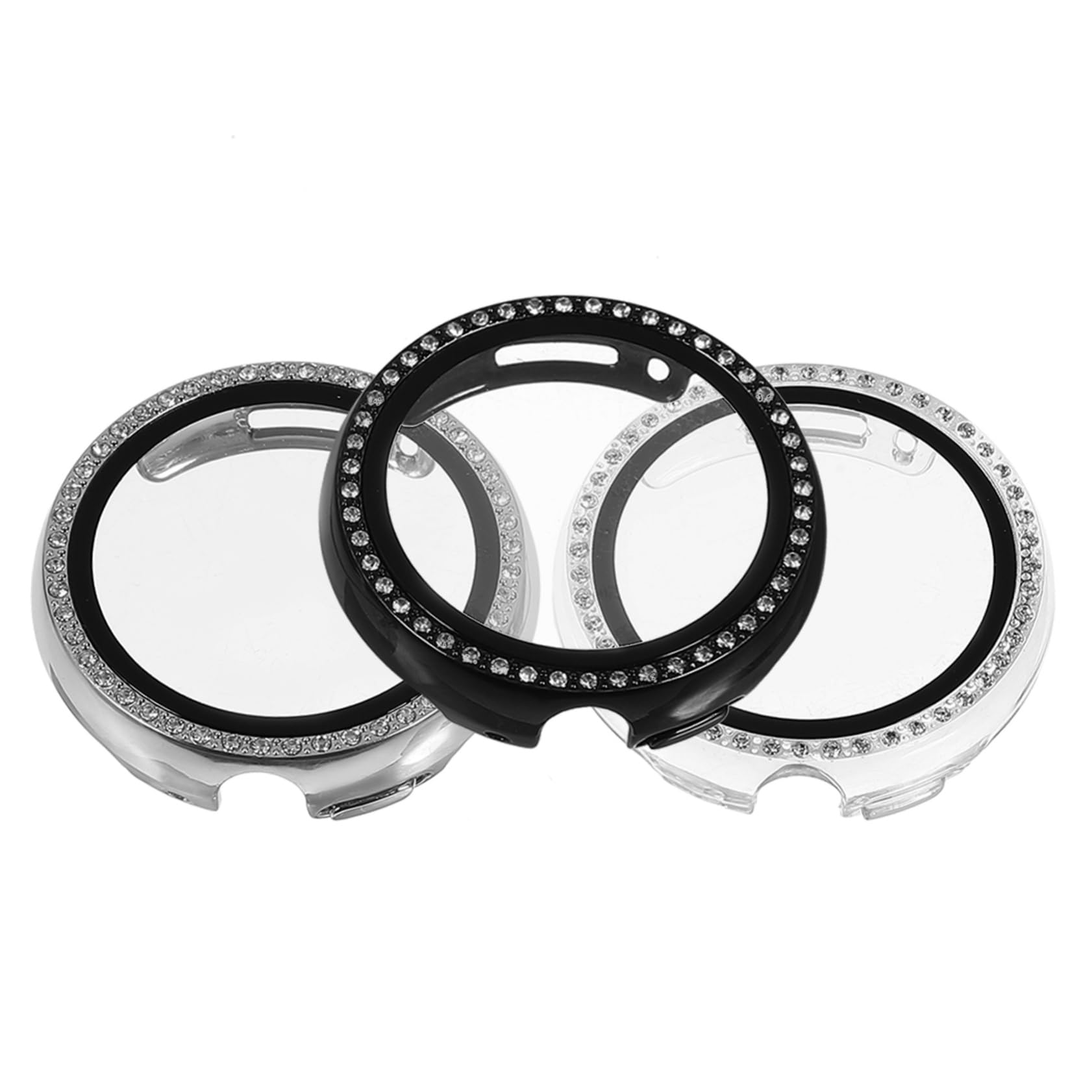 Artibetter 12stücke Teiliges Schutzset Für Watch Glitzernde Handgelenk-uhrenhülle Mit Kristallen Kratzfest Und Stoßdämpfend Einfache Montage Transparent Schwarz Silber