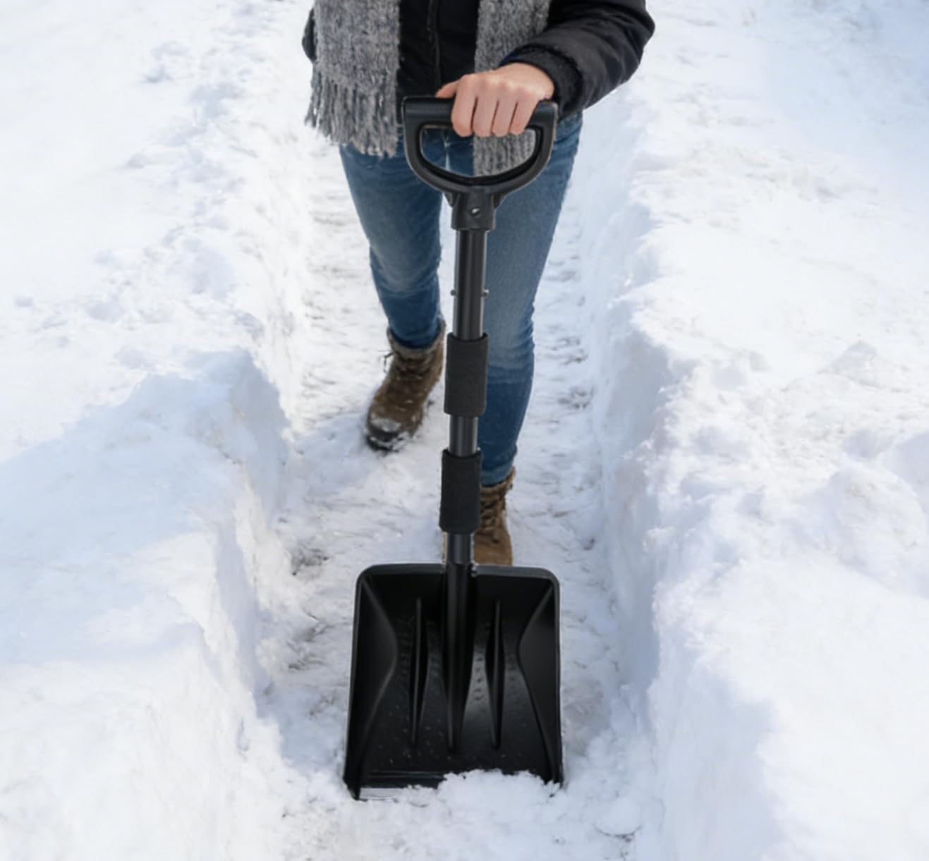 Schneeschaufel, Aluminium-Schaufelkopf, Schwarz