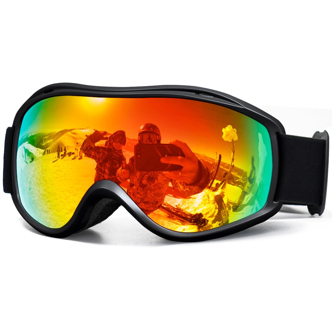 AVV Gogle narciarskie ochrona przed promieniowaniem UV, przeciwmgielne gogle snowboardowe OTG dla mężczyzn kobiet dorosłych i młodzieży