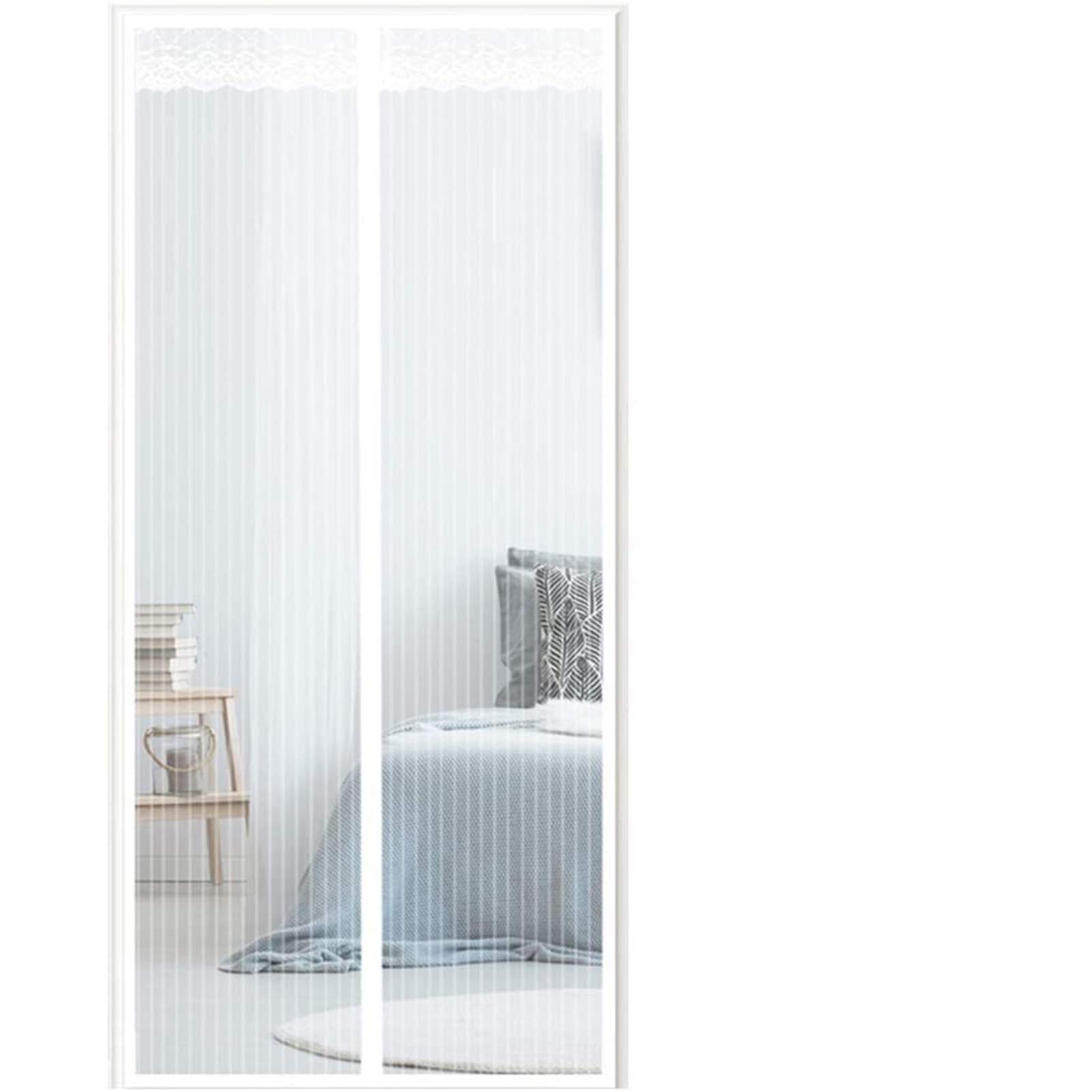 Amzero White Magnetic Door Screen, 85X200cm Mesh Screen Door Anti Mosquito Bugs Easy Install For Keep Bugs Fly Out,