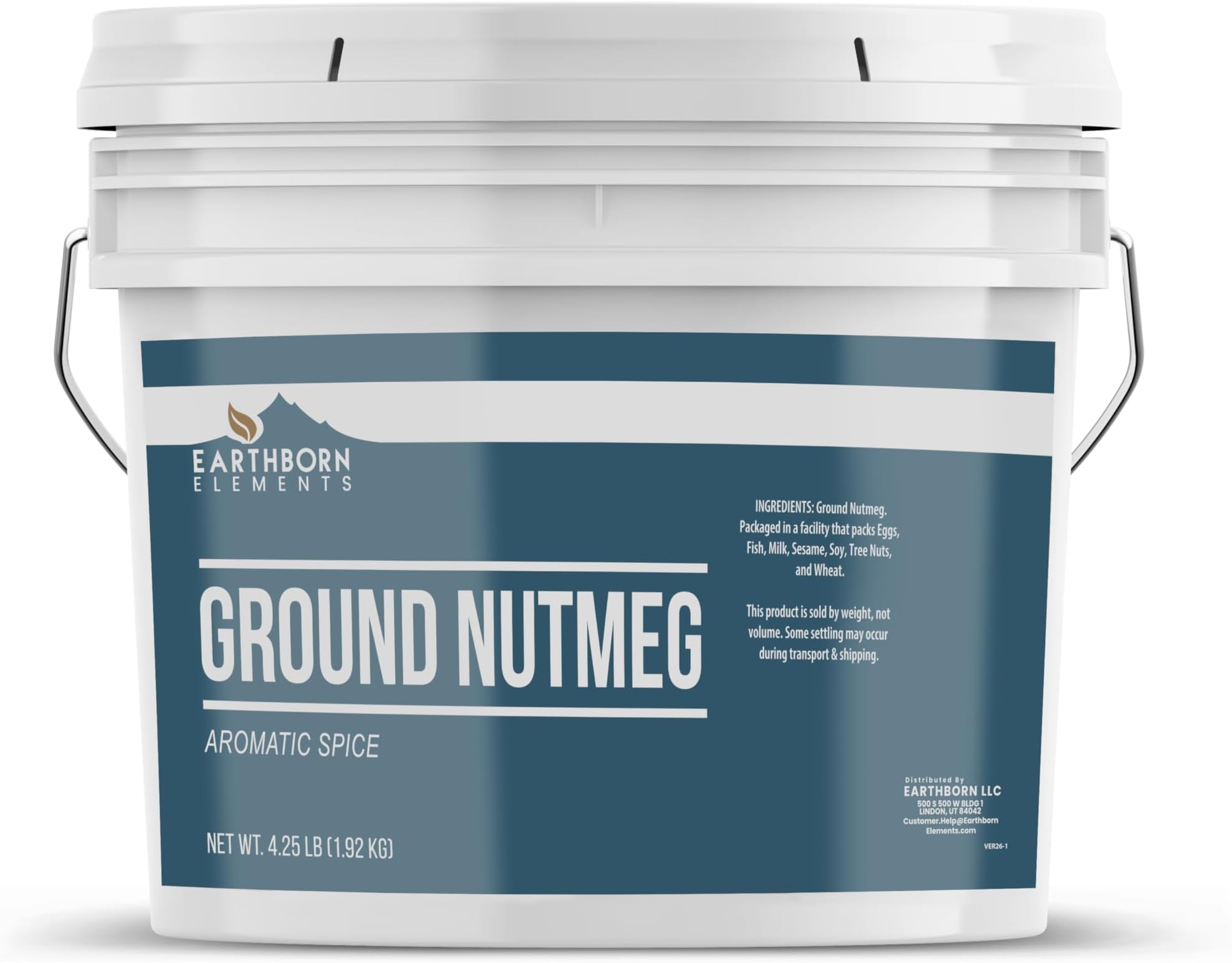 Earthborn Elements Ground Nutmeg 1 Gallon Bucket, Aromatic Spice, Bulk Size (68 Ounce)