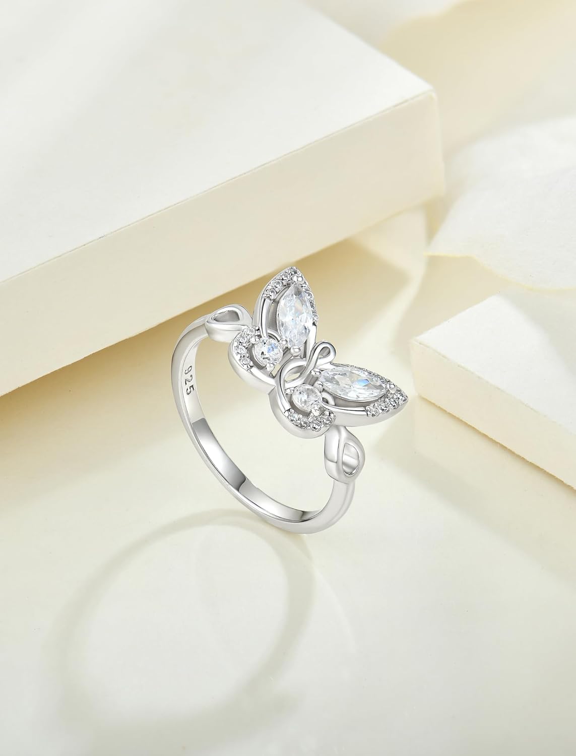 STARCHENIE Butterfly Ring for Women 925 Sterling Silver Butterfly Jewelry Rings Size 5-10 - Image 4