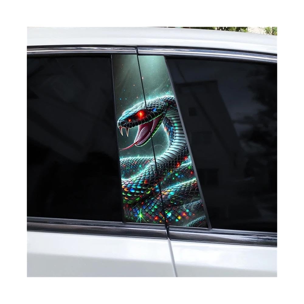 Bertdcx E 2Pcs Ros Snak Car Sticker B Pillar Vinyl Door Post Waterproof Auto Parts(E)