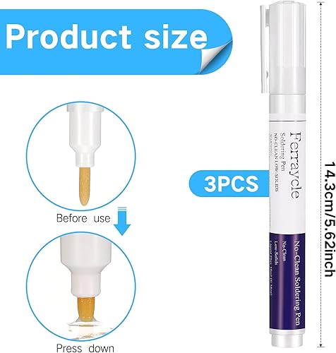 Miniatura 2 de Bolígrafo de soldadura sin limpieza y mecha, 0.1 pulgadas de ancho y 59 pulgadas de largo, flujo líquido de mecha de trenza de soldadura para