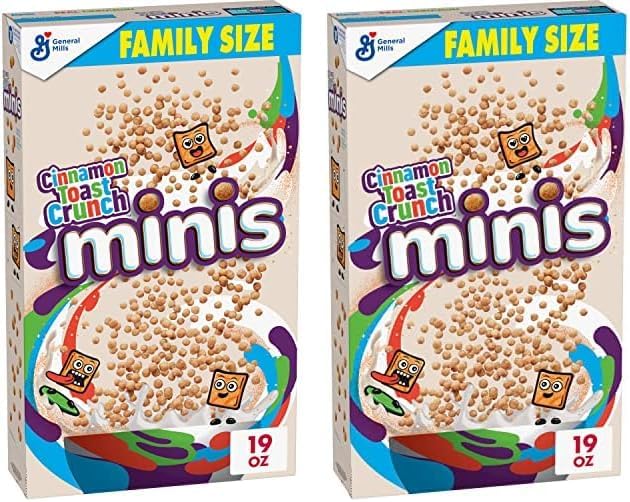 Cinnamon Toast Crunch Minis Breakfast Cereal, Family Size, 19.8 OZ (Pack of 2)