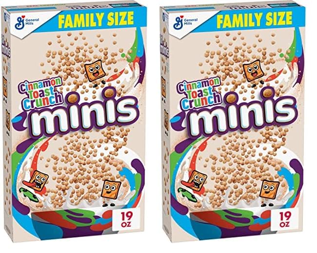 Cinnamon Toast Crunch Minis Breakfast Cereal, Family Size, 19.8 OZ (Pack of 2)
