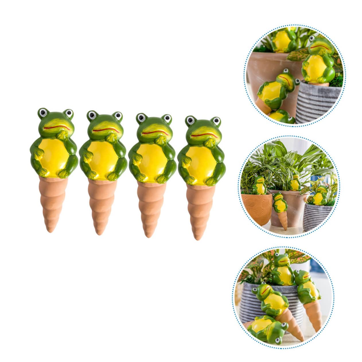 Gatuida Picchetti per Irrigazione Goccia a Forma di Rana, 4 Pezzi | Ceramica Rossa, Controllo del Volume Acqua, per Piante su Prato e Patio