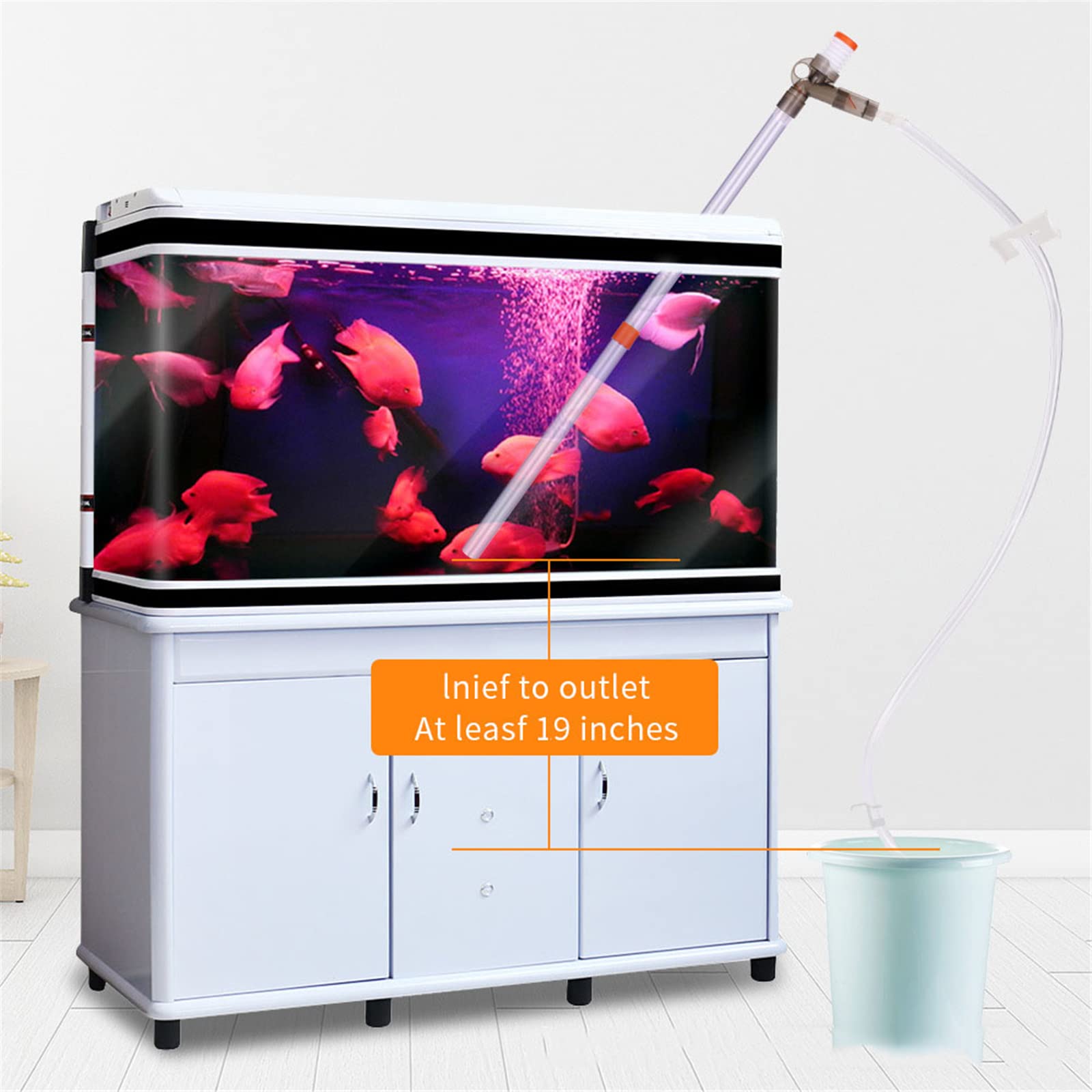 Kit de Limpiador de Grava para acuarios, Limpiador de Tanques de Peces acilita el Cambio de Agua sin Quitar Peces y Plantas, Bomba de sifón de vacío de liberación rápida