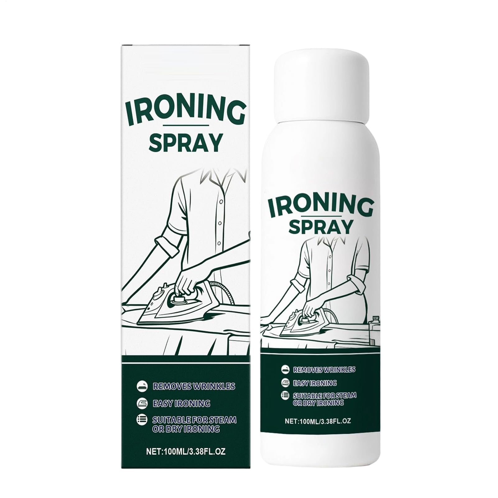 Travel-Size Ironing Spray - 100ml Fabric Starch, Anti-Static Solution with Quick Dry, Laundry Care with Crisp Finish, Clothing Product, Starch Spray for Polyester Wool Home Households