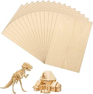 MIAHART 15 Pack 1/12 x 4 x 6 Inch Basswood Sheets, Unfinished Wood Boards Thin Wood Sheets Plywood Board for DIY Project, Crafts, Mini House Building Architectural Model Making(100x150x2MM)