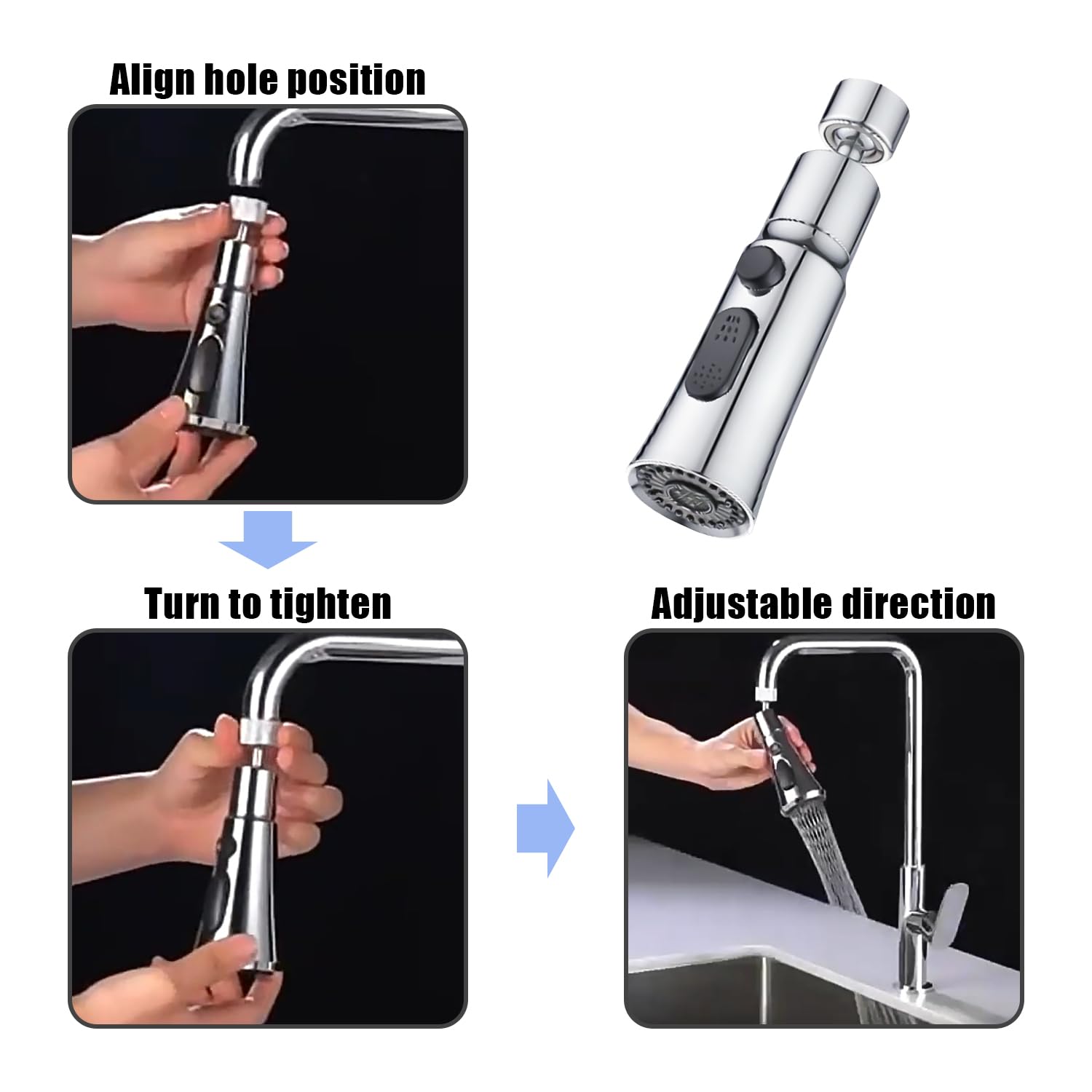 1 prolunga per rubinetto, con 1 set di adattatori, testa spruzzatore per rubinetto, adattatore per rubinetto, paraspruzzi per rubinetto, accessori per rubinetto, accessori rotanti, adatto per