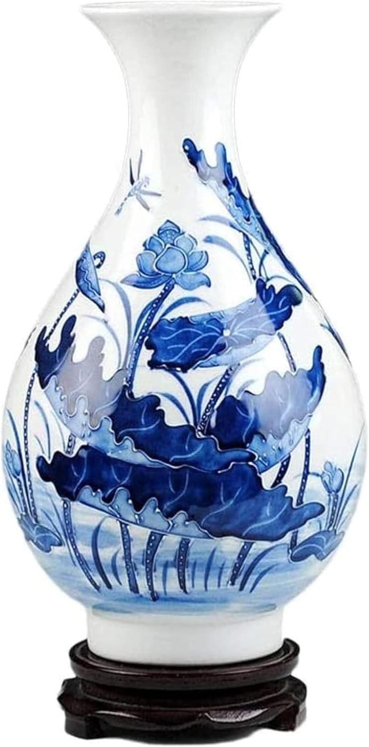 Bzgpmfud One Color Vase Desktop Ceramic Handmade Crafts With Rotating Base Lotus Pattern Bedroom Tea Room Accessories