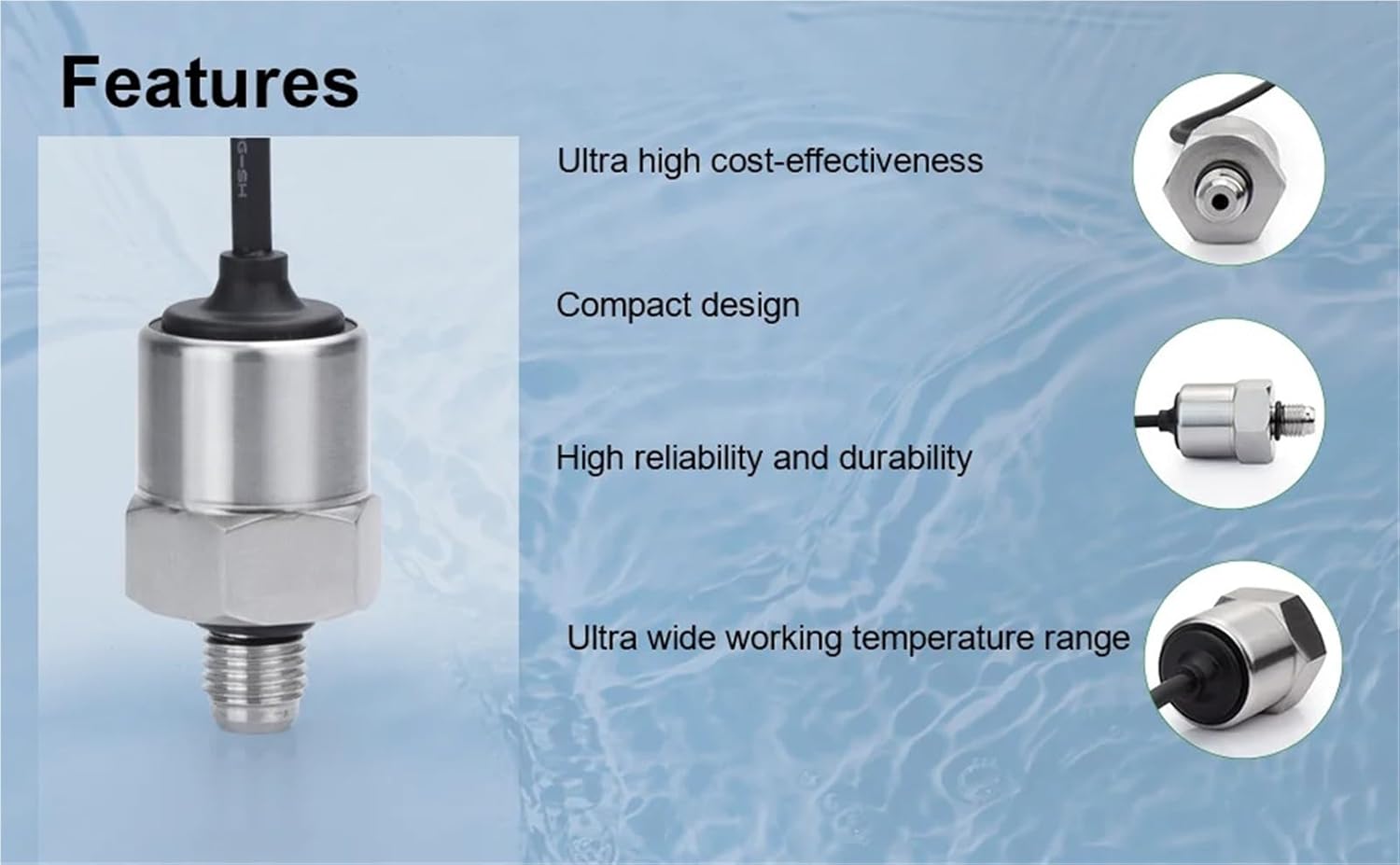 Pressure Sensor 7/16-20UNF 12-36V 4-20mA Transmitter(0-50bar)