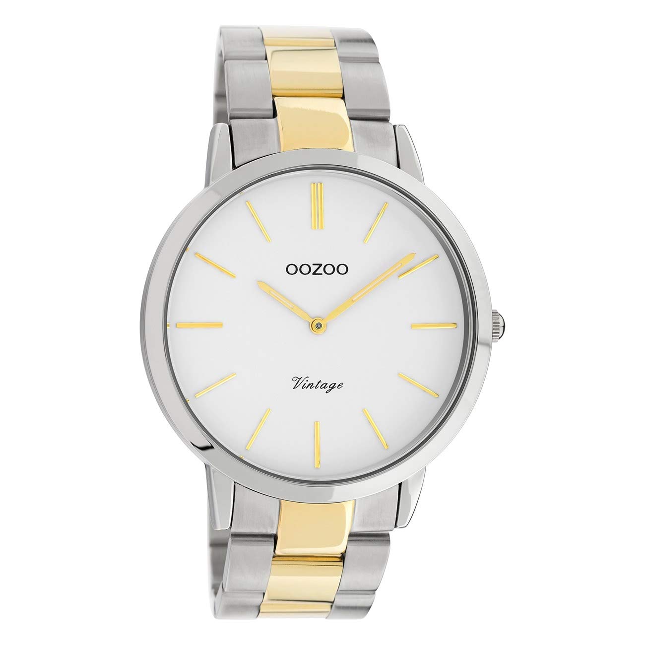 Oozoo Reloj de pulsera unisex, plata y oro, cuarzo, C20101, vintage, fino, acero inoxidable, UOC20101