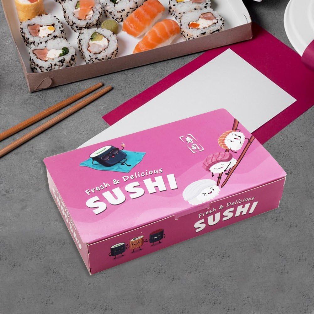 Wudaizhi Cajas De Comida para Llevar, Pequeñas Cajas De Charcutería, Contenedores Desechables para Sushi, Suministro De Embalaje De Bolas De Arroz para Restaurante, 100 Uds.