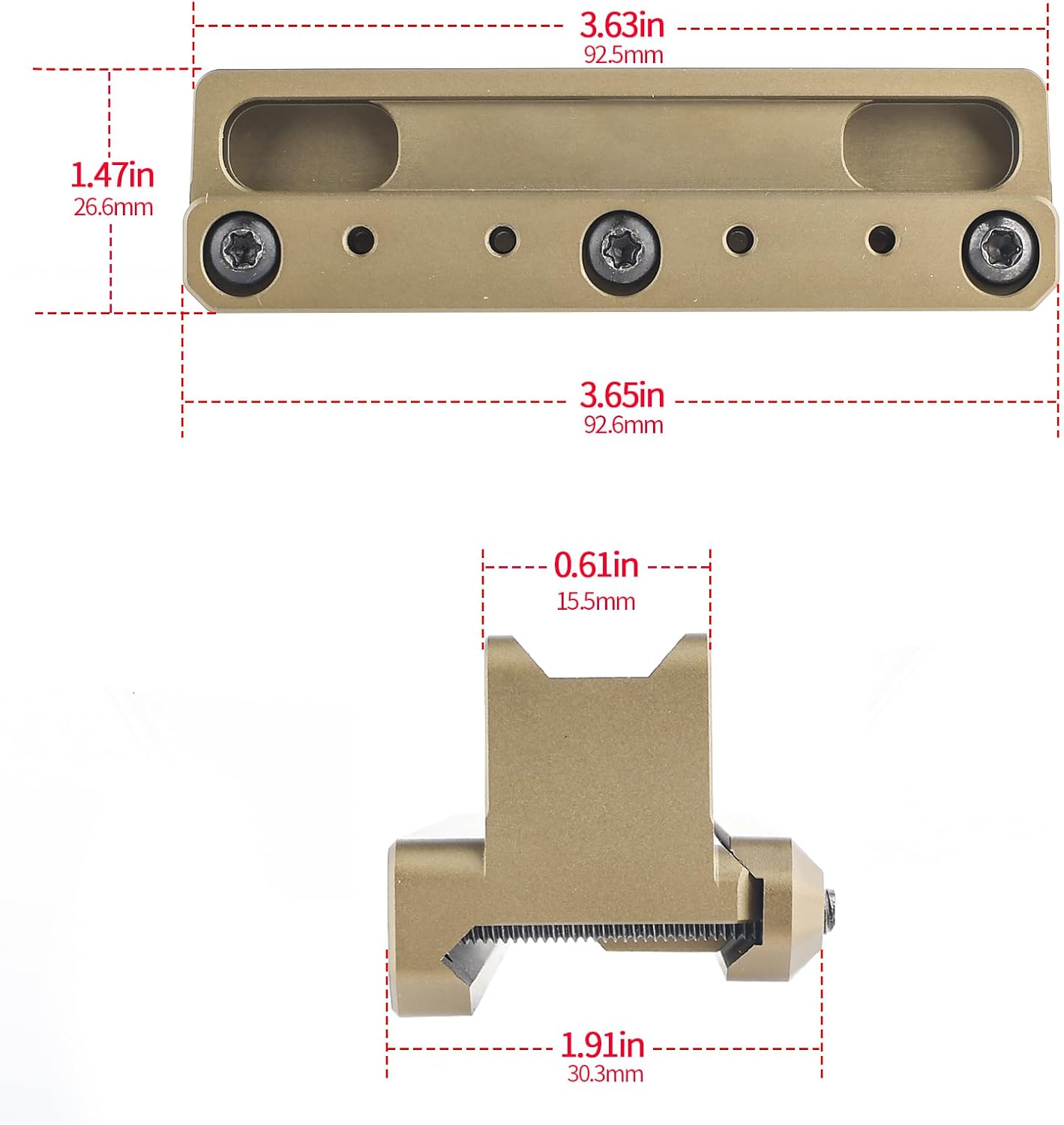 Tactical Optic Scope Riser Mount for Acog/Vcog Fiber Optic Red Dot,fit for 20mm Weaver/Picatinny Rail