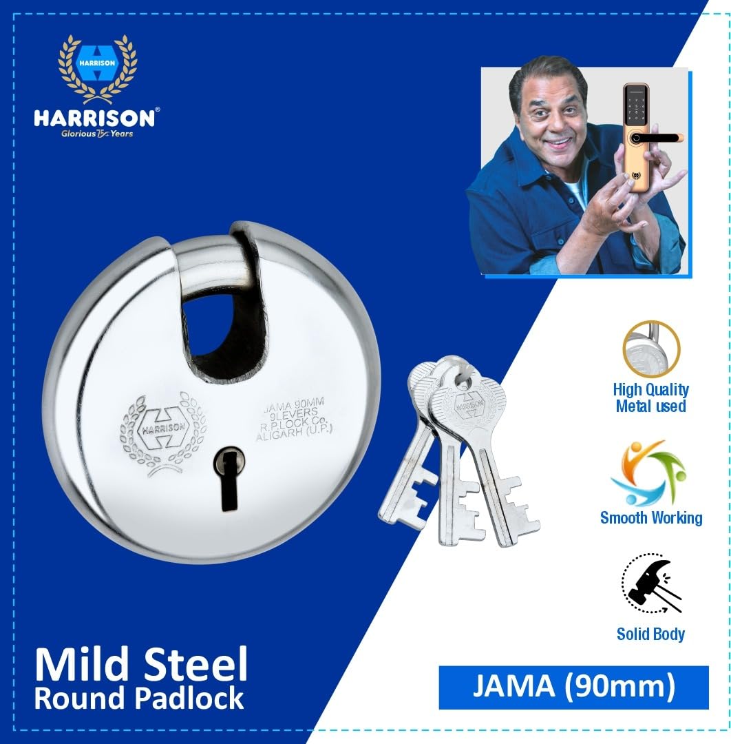 Harrison JAMA LOCK-0022 Key Padlock (Silver, Painted Finish) | Padlock, Padlocks, Locks for Home, Locks for Main Door — Amazon image 2