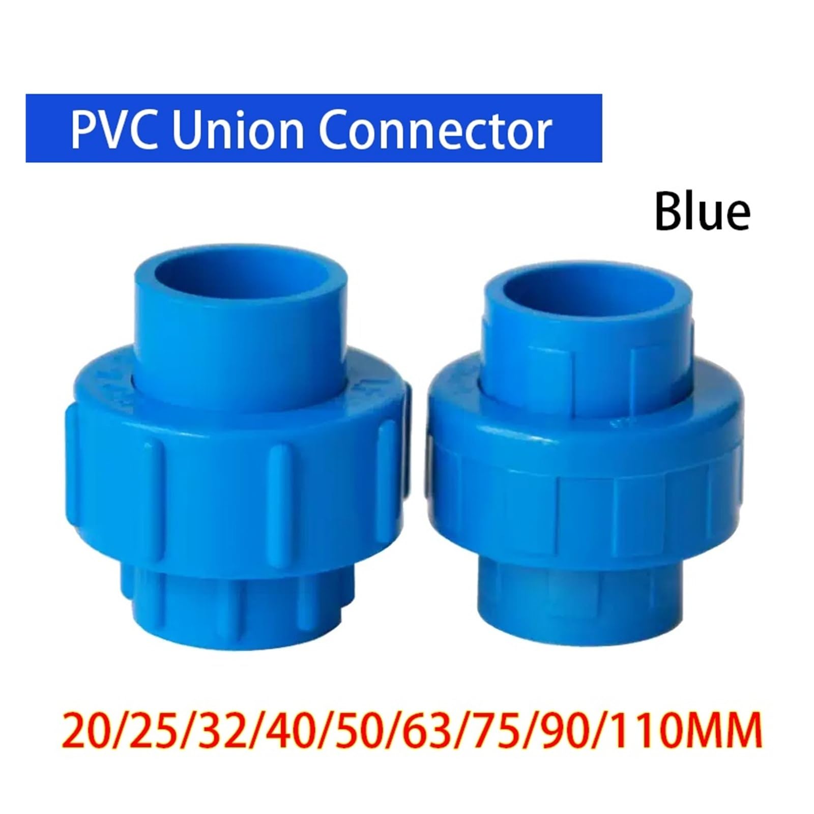 1 pz blu 20/25/32/40/50/63/75/90/110 mm PVC unione connettore tubo acqua acquario giunzioni raccordi irrigazione giardino(1 PCS,90mm)