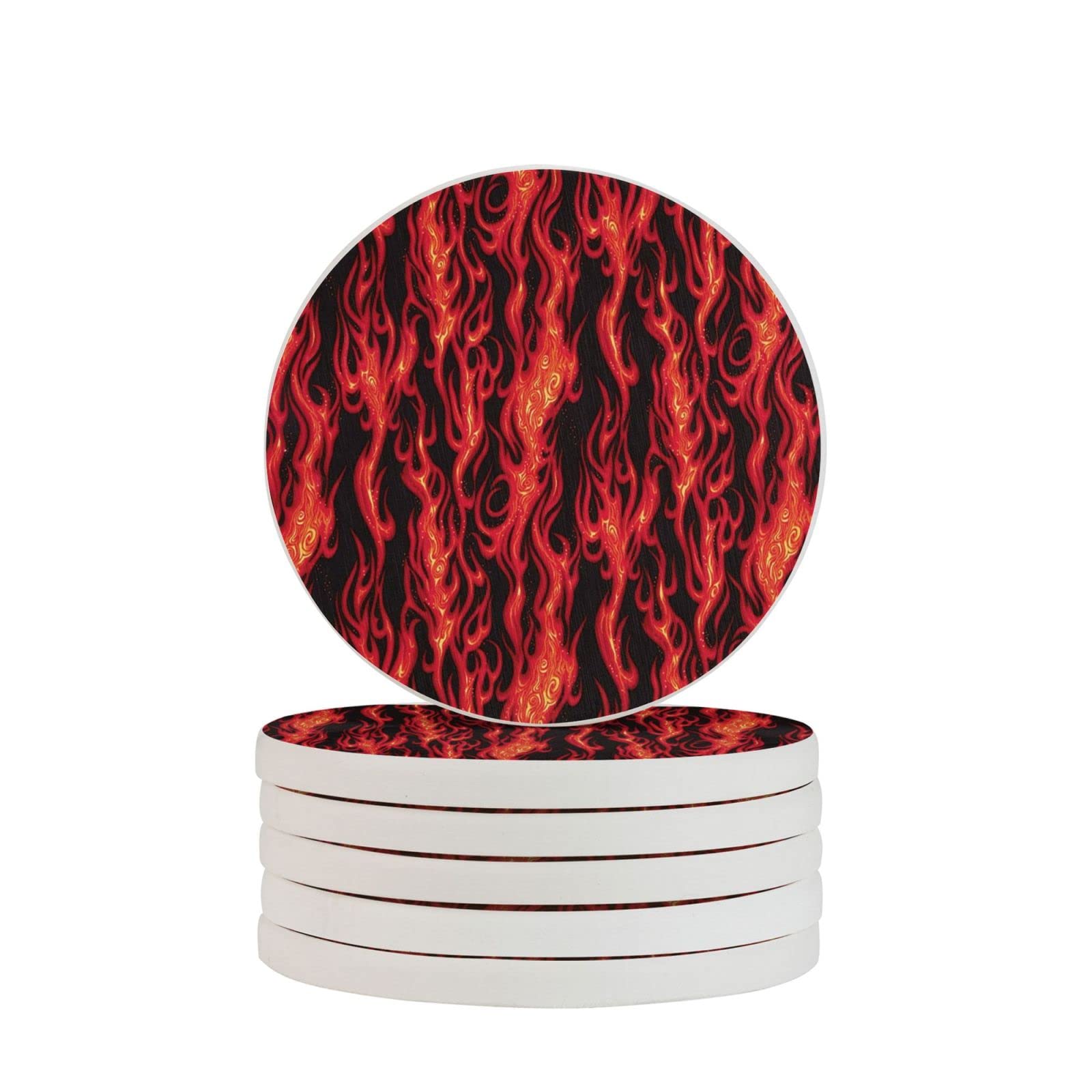 Flame Six Piece Drink Coaster for Tabletop Protection Place Mats for Home Decor