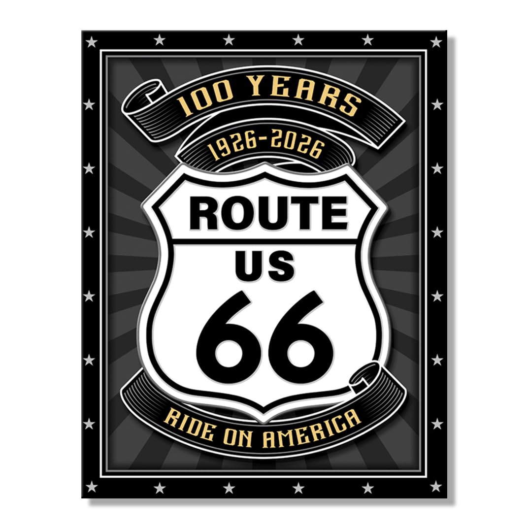 Desperate Enterprises Route 66 - 100 Years Us Route 66-100 Years Tin Sign - Nostalgic Vintage Metal Signs - Made In The Usa