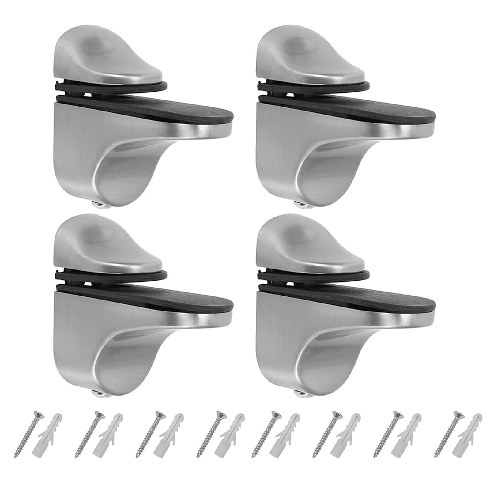 Adjustable Glass Shelf Bracket, Qikuver Adjustable Wood/Glass Shelf Bracket Wall Mount, Polished Chrome, 4 Pack
