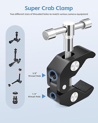 Miniatura 4 de UTEBIT Brazo mágico ajustable con súper abrazadera, kit de abrazadera de brazo articulado de 9 pulgadas para monitor LCD, luz LED, luz de flash,