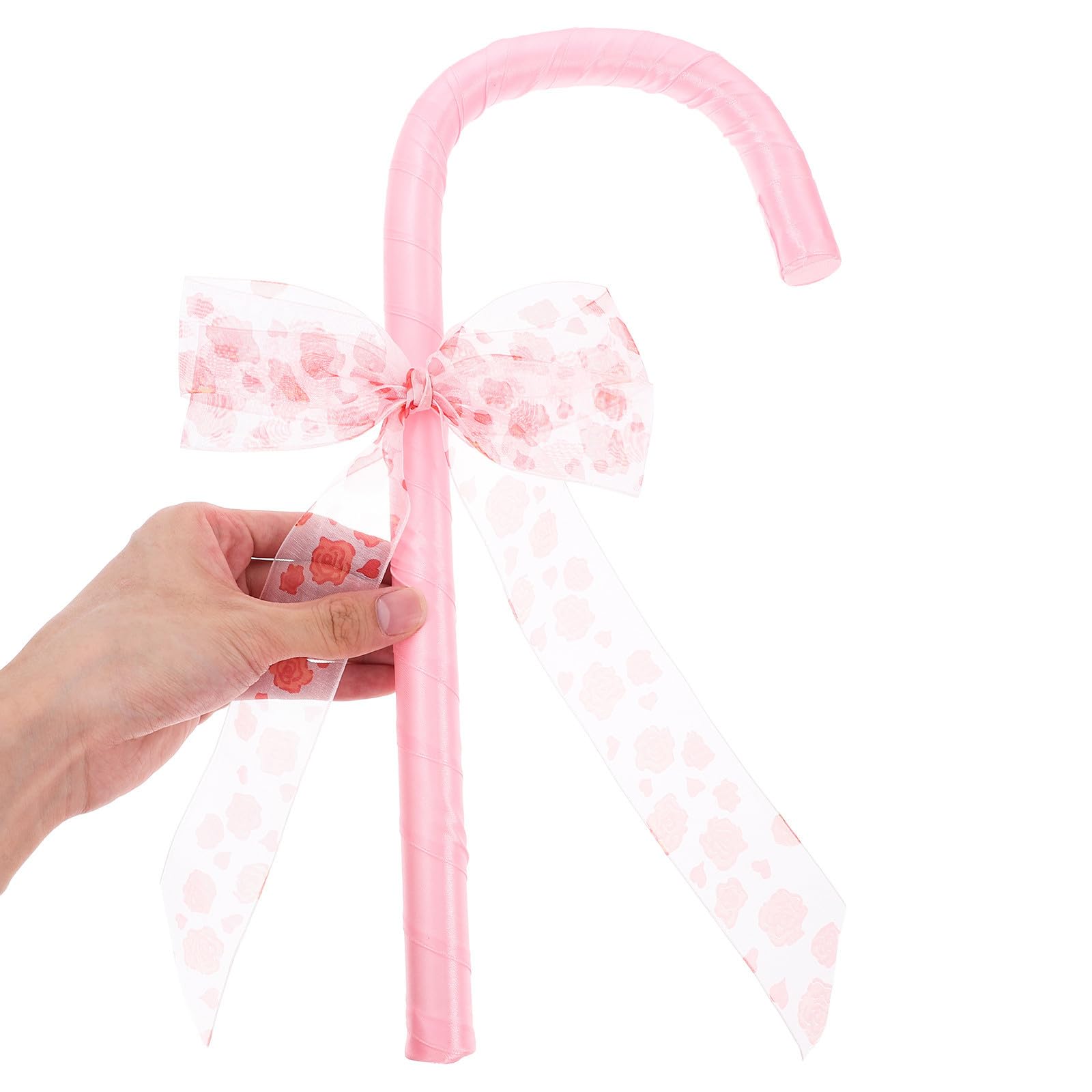 Healvian 4 Pezzi Bastoncino Decorativo con Fiocco Rosa in Plastica e Stoffa