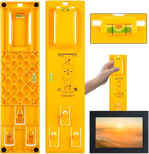 Picture Hanging Tool, Picture Frame Hanger Tool with Level Ruler