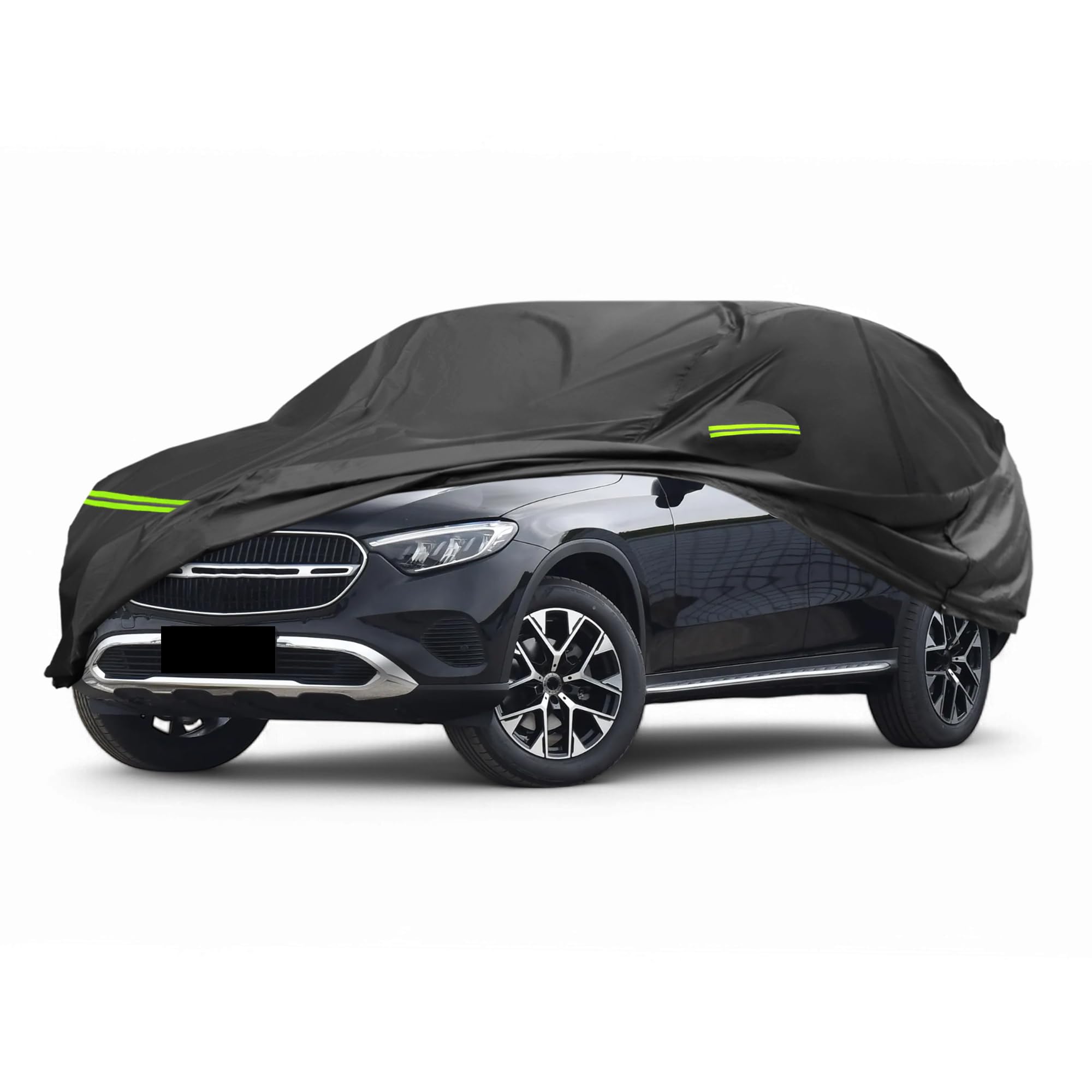 A ABSOPRO Autoabdeckung Für Mercedes-Benz GLC 15-23 1Pc | Schwarz, 210D-PU, Outdoor Vollabdeckung, Wasserdicht, Sonnen Und Regenschutz, Mit Fahrertür-Reißverschluss