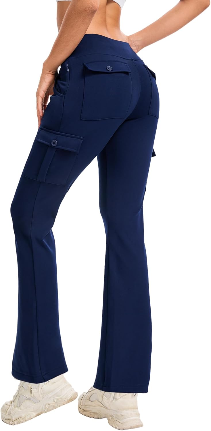 Women's Fleece Lined Pants Winter Thermal Flare Leggings Warm Water Resistant Hiking Outdoor for Yoga, Work, Travel