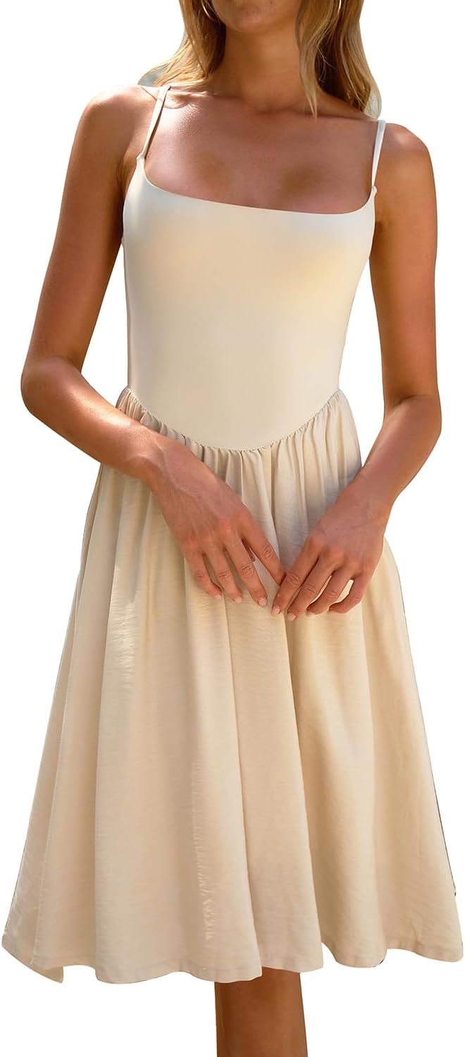 CHYRII Women Fashion Summer 2025 Spaghetti Straps Sleeveless Casual A-Line Midi Dresses Sundress - Image 2