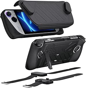 JSAUX ModCase Compatible with ROG Ally, PC0109 Case for ROG Ally, Include Detachable Front Shell, Protective Back Case with Bracket and Long &amp; Short Two Velcro Bundle Strap - Basic Set