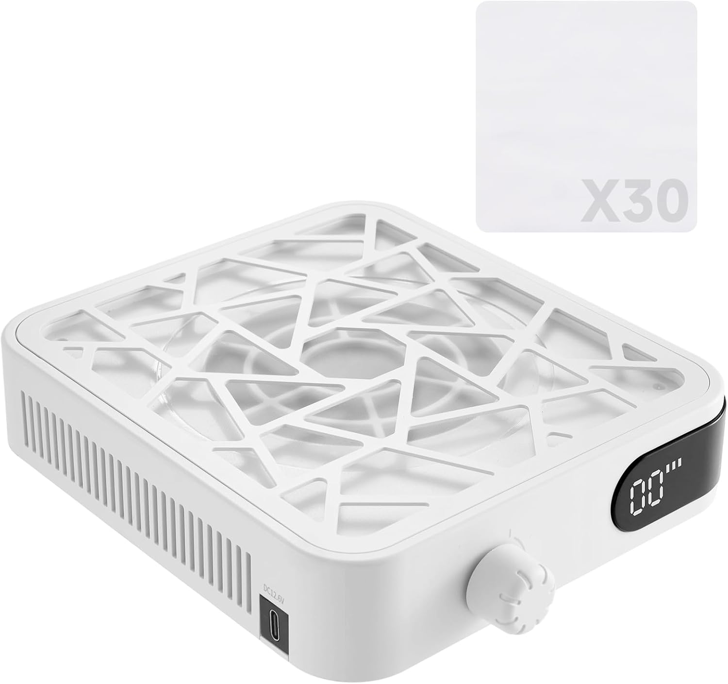 Compact Nail Dust Collector-6000RPM Vacuum Dust Collector Fan with Filter Papers (30 Pcs) Auto Suction System, Powerful & Quiet Cordless Nail Vacuum for Salon, Home, and Training-Pink (White)