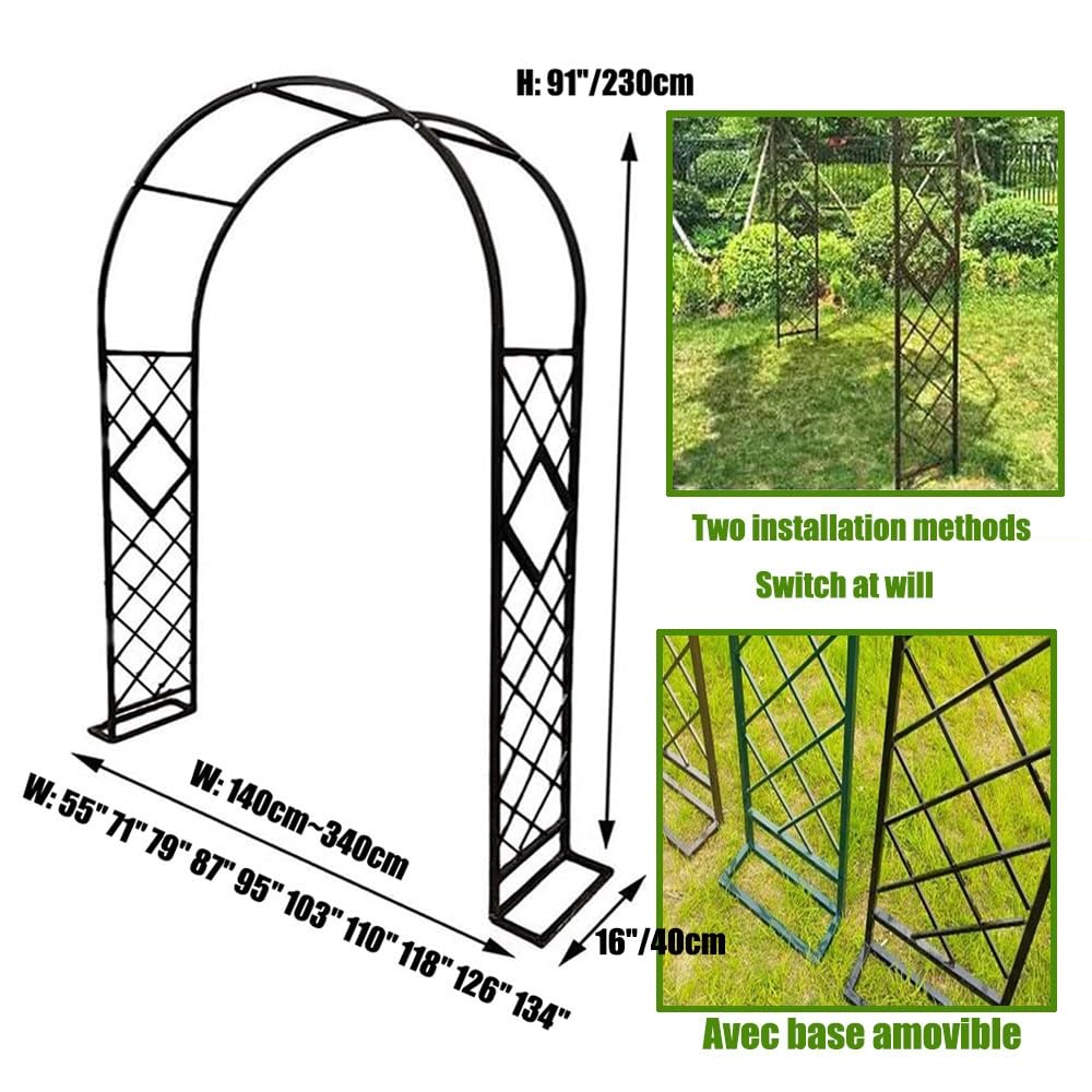Gartenbogen mit Rankgitter für Kletterpflanzen, Metall Hochzeitsbogen Breit 139.7 cm 180.3 cm 200.7 cm 221.0 cm 241.6 cm 279.4 cm 299.7 cm 320.0 cm 340.4 cm Gartenbogen für Hochzeit Gartenparty