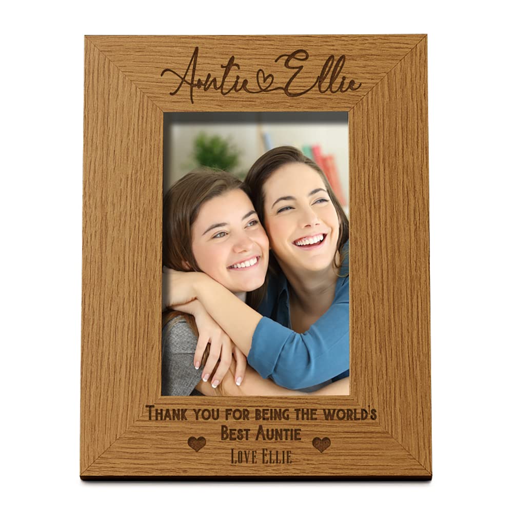 Ukgiftstoreonline Brown Personalised Best Auntie With Name Portrait Photo Frame Gift (4 X 6 Inch)