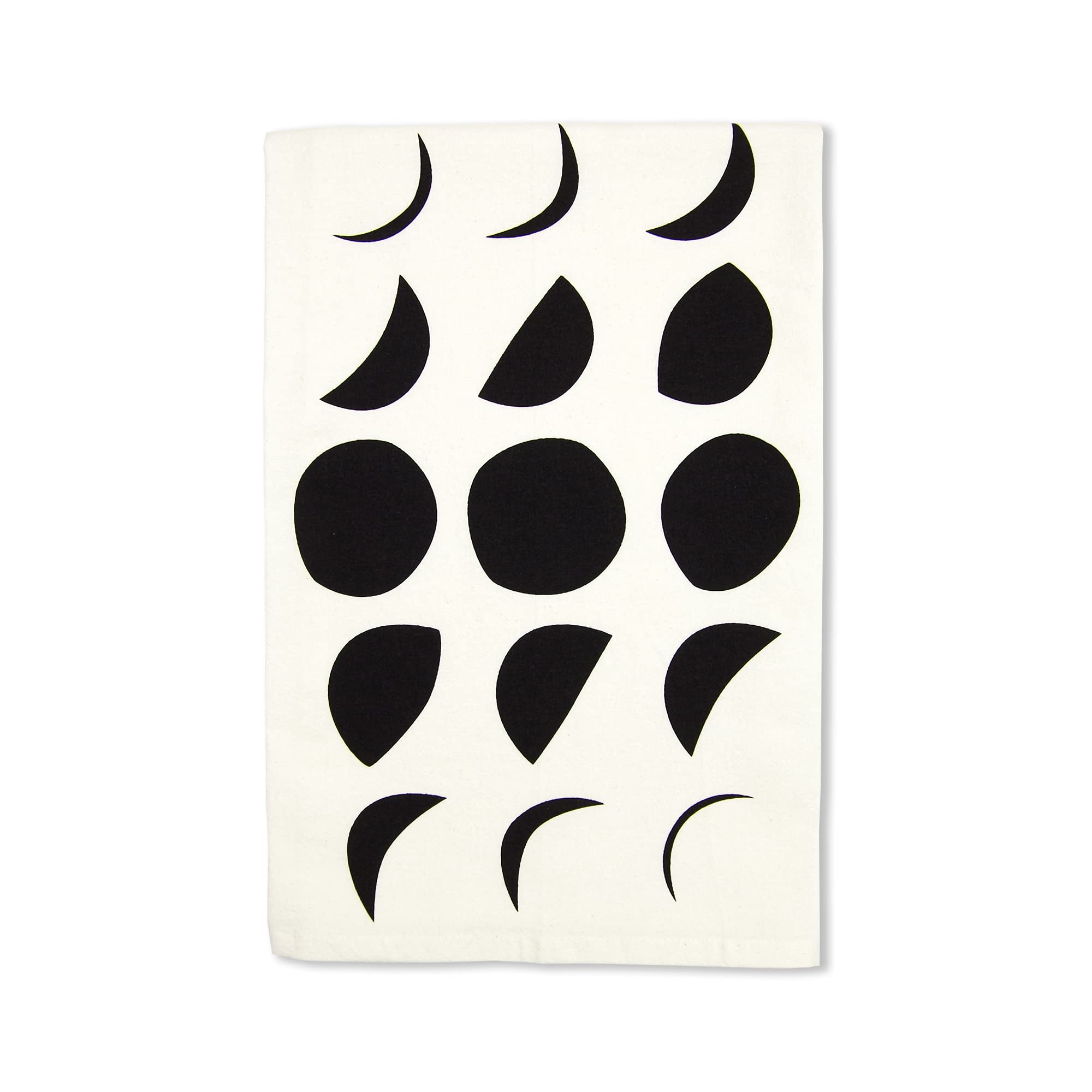 Moon Phase in Black Screen Printed Organic Cotton Tea Towel