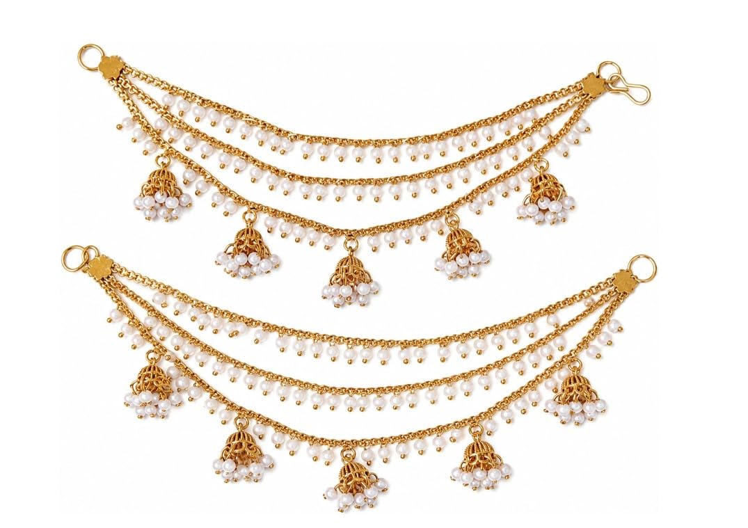Gold Plated Traditional Kamarband for Women | Multi-Layer Waist Chain with Green & Pink Bead Charms | Ethnic Bridal Belly Chain for Saree, Lehenga-image-26