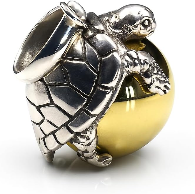 Kartini Studio Solid Sterling Silver Turtle Harmony Ball Chime Pendant, Harmony Bola Necklace