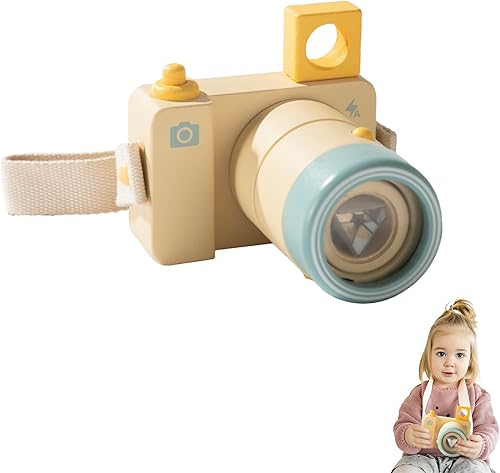 Juguete de caleidoscopio de cámara de madera, juguete mágico de caleidoscopio de prismas múltiples para niños