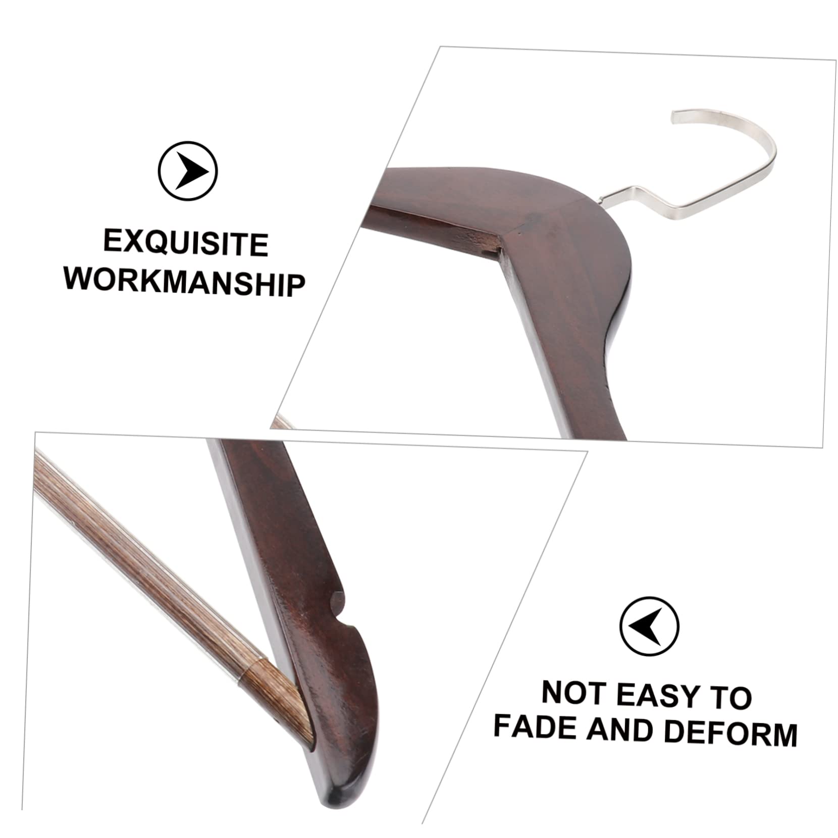 Garneck 4Pcs Solid Wood Coat Hangers Non Slip Laundry Hangers for Shirts Dresses Sweaters and Suits Design for Home Use Prevents Wrinkles and Sagging