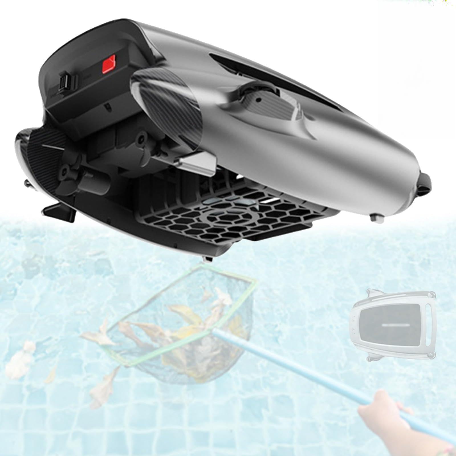 Quixnova Solar Powered Robotic Pool Skimmer with Dual Charging Modes, Cordless Robotic Pool Sur-face Cleaner, 24/7 Continuous Cleaning, App Control A