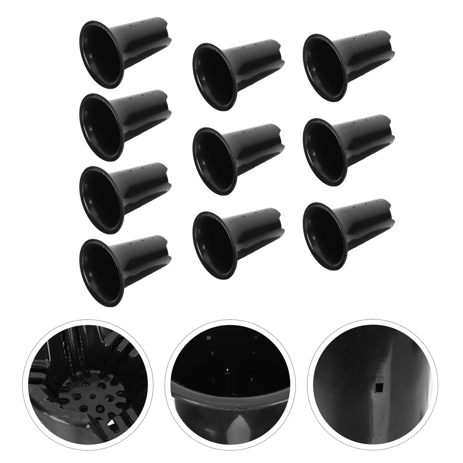 Toyvian Pots pour Orchidées et Trous de Drainage en Plastique Noir Hauteurs Augmentées Lot de 10 Contrôle des Racines pour Plantes D’intérieur